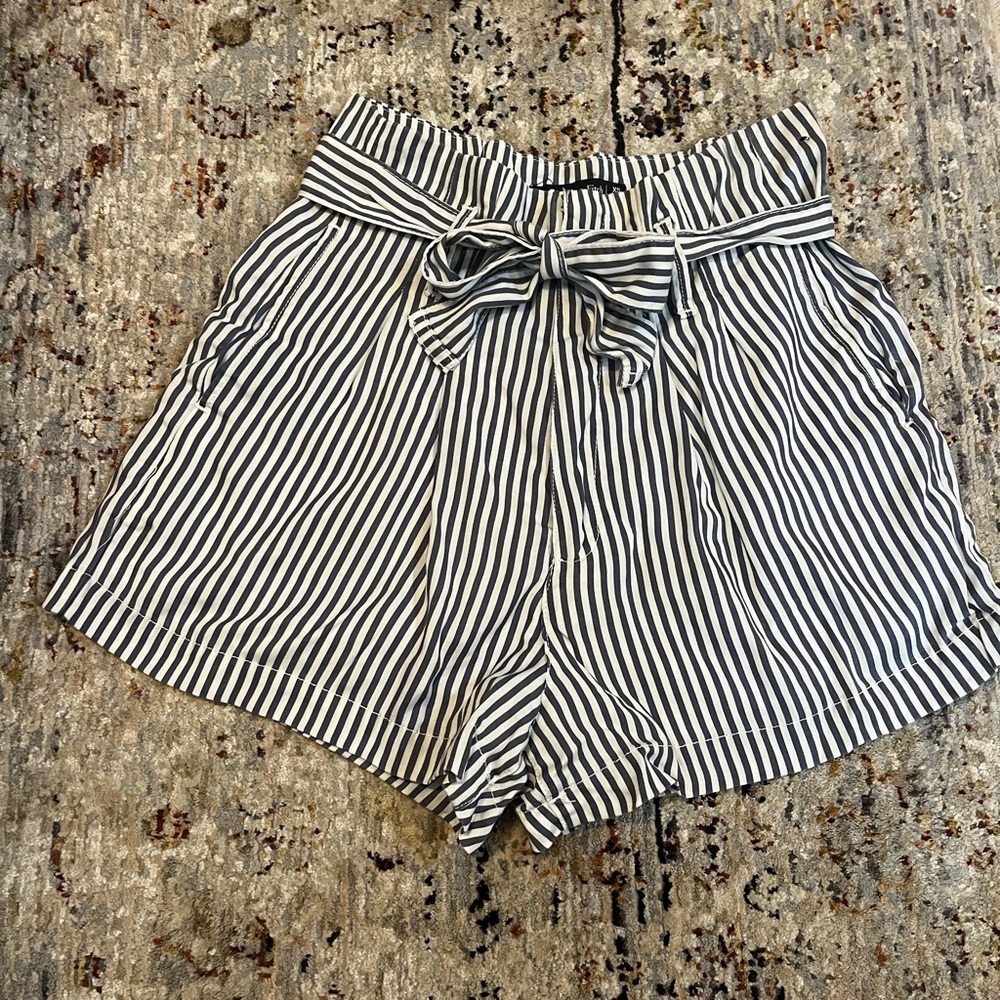 Abercrombie & Fitch Navy and White Striped Shorts